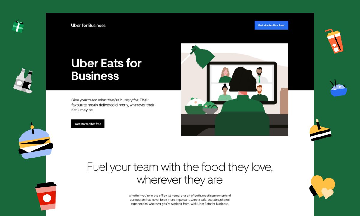 Uber Eats for business homepage